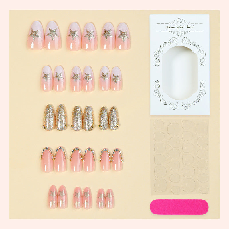 Glamorous Press-On Nail Art Set with Rhinestone Accents Bowlift