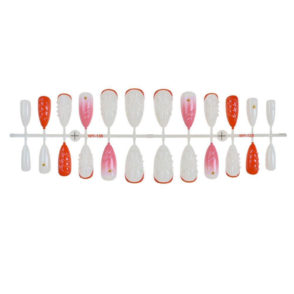 Handcrafted Floral Press-On Nail Set Bowlift