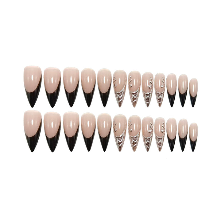 Elegant artificial nails with metallic accents Bowlift