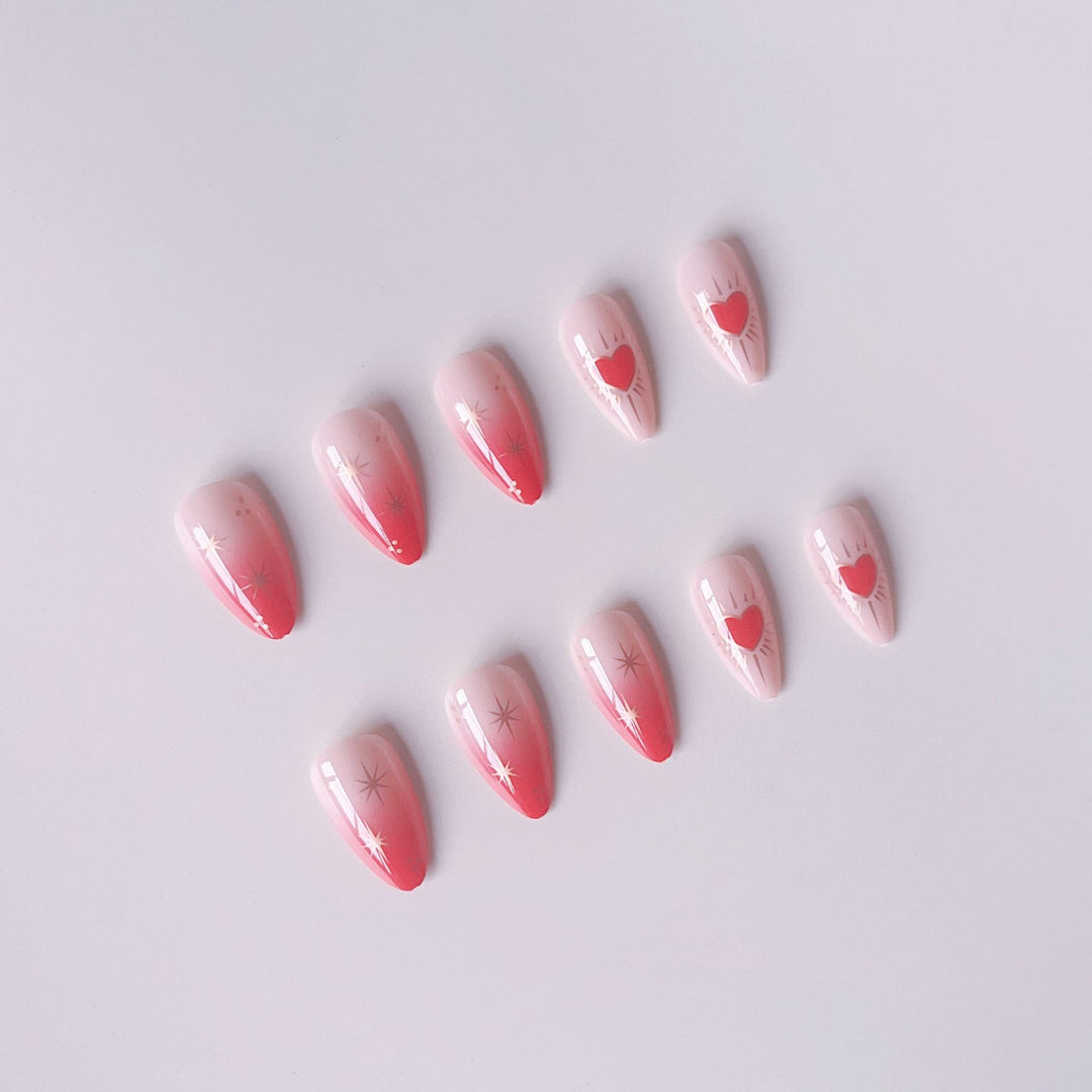 Glamorous artificial nail tips with heart and star decorations Bowlift