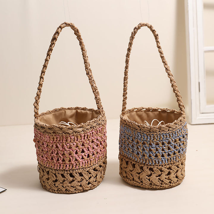 Trendy Handmade Basket Bag with Practical Drawstring Closure Bowlift