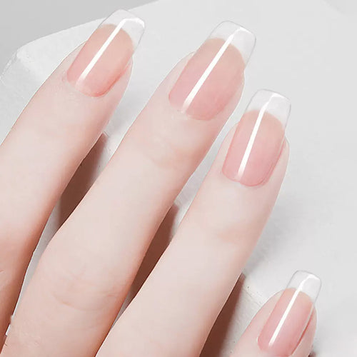 Transparent French Tip Press-On Nails Bowlift