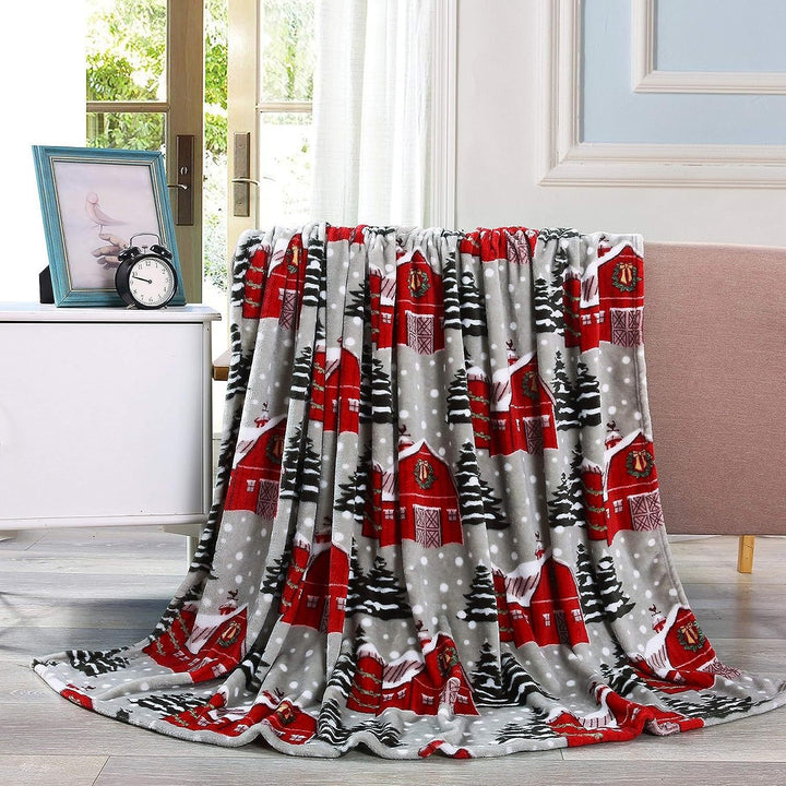 Festive Santa-Themed Plush Fleece Blanket