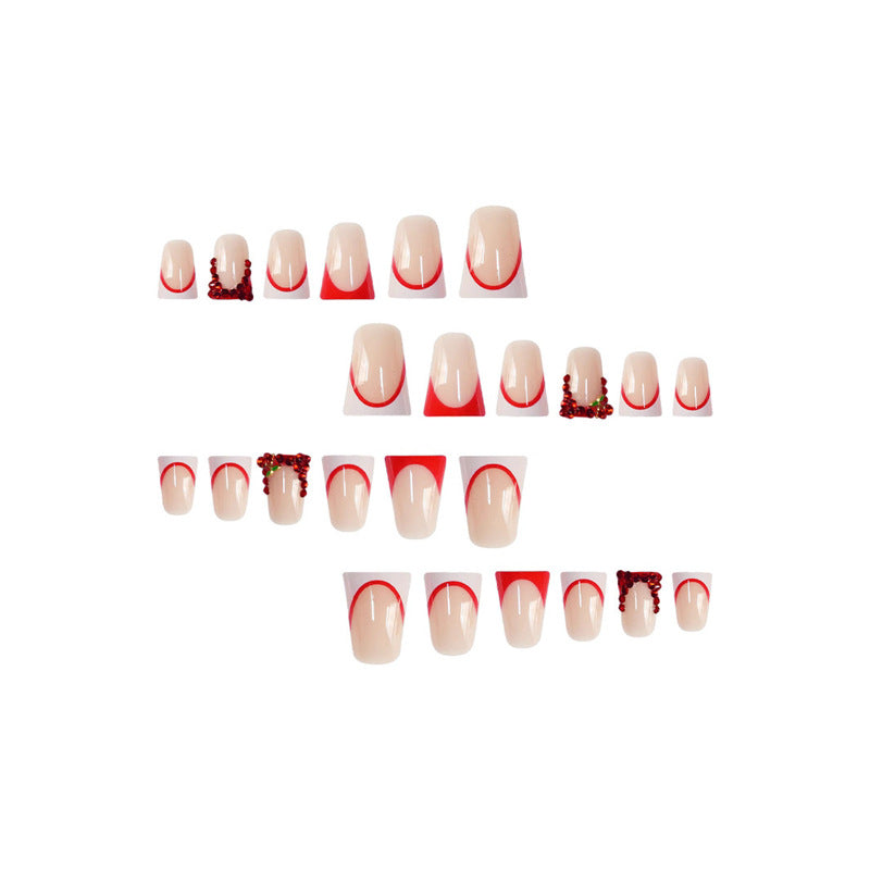 Decorative Rhinestone-Detail Press-On Nail Art Bowlift