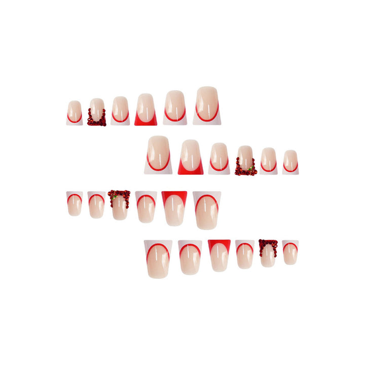 Decorative Rhinestone-Detail Press-On Nail Art Bowlift