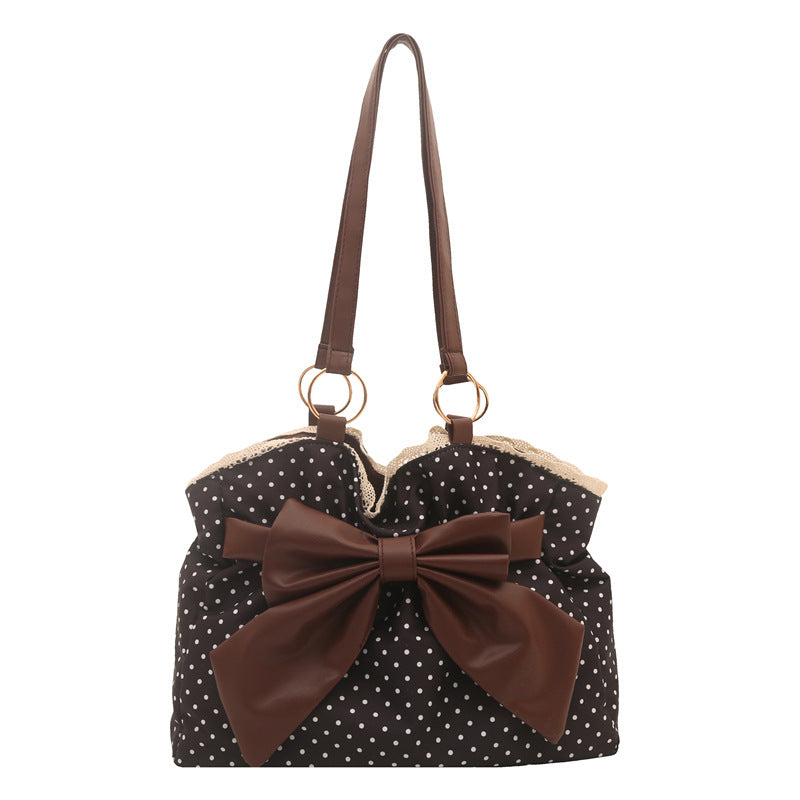 WoCharming Polka Dot Bow Tote Bag Bowlift