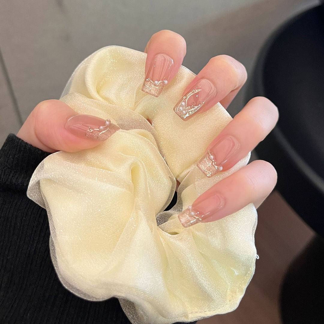Elegant Crystal-Inspired Press-On Nail Extensions Bowlift