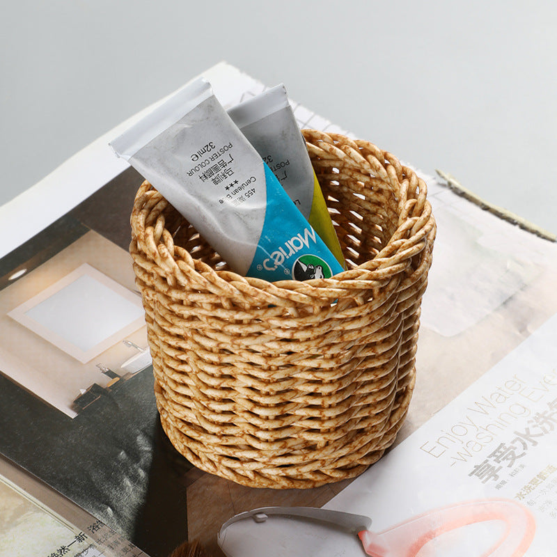 Handcrafted Round Wicker Storage Basket Bowlift