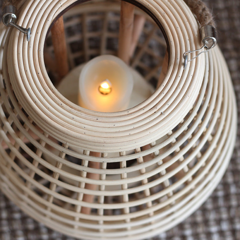 Decorative Rattan Lantern with Carry Handle Bowlift