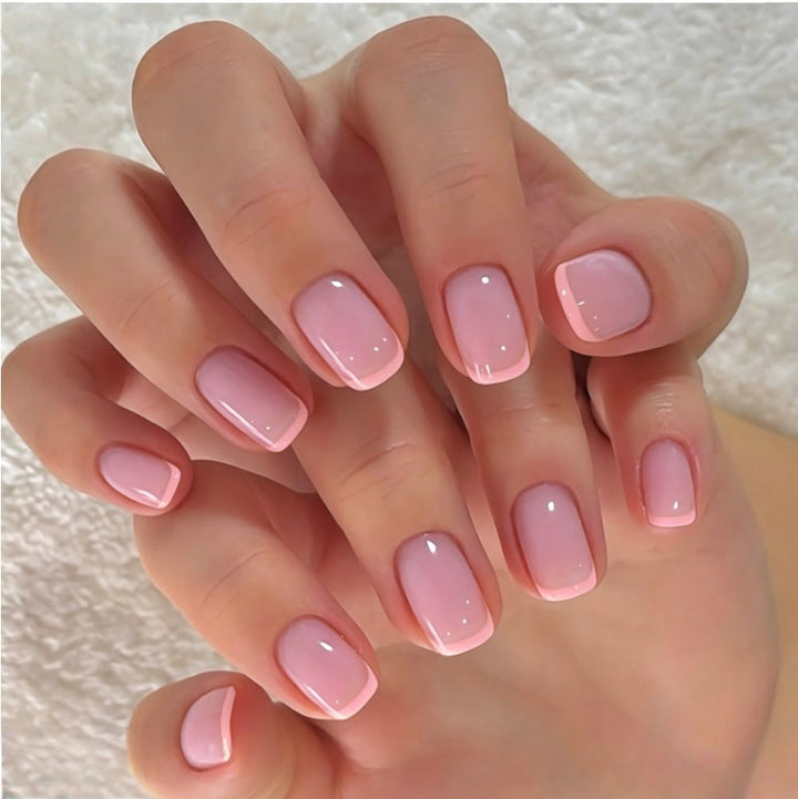 Chic French Tip Acrylic Press-On Nails Bowlift