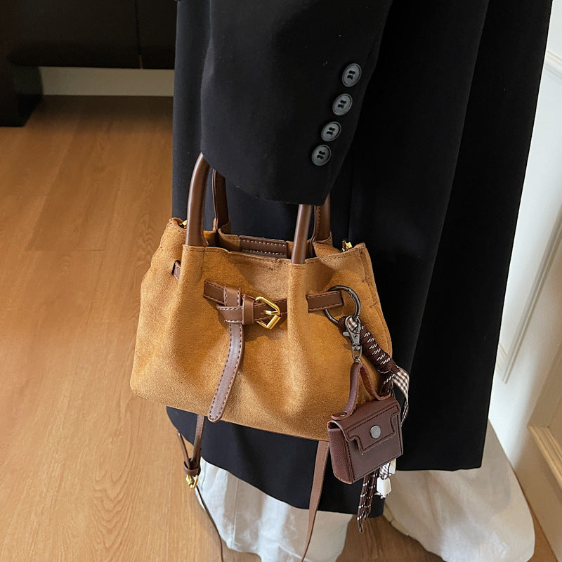 Elegant Suede Handheld Bag Bowlift