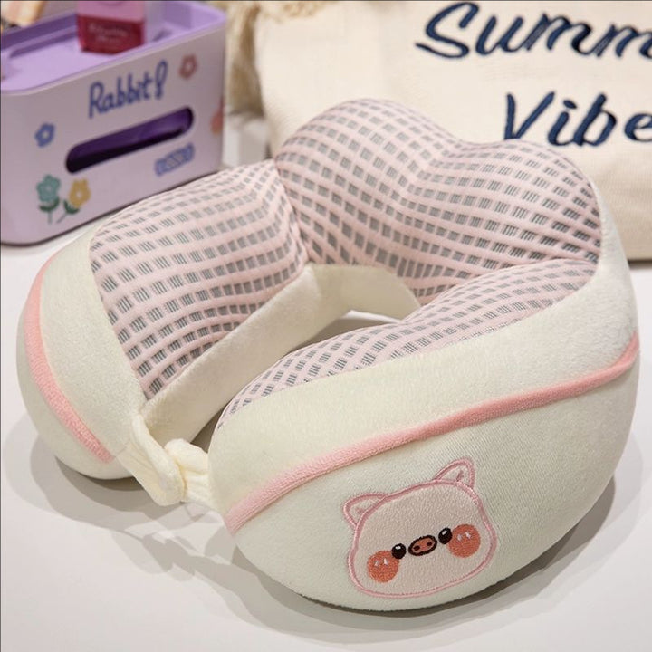 ergonomic plush neck pillow with animal motif Bowlift