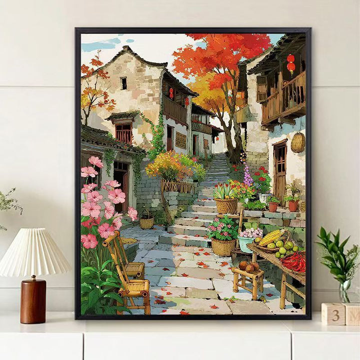 Scenic Village Landscape Art Print Bowlift