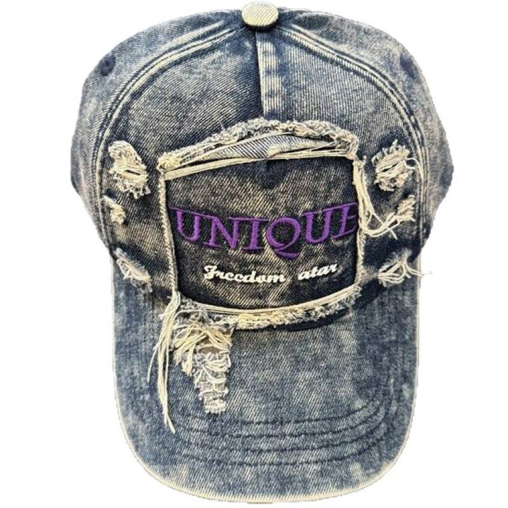 Women's Distressed Denim Baseball Cap Bowlift 1784084142