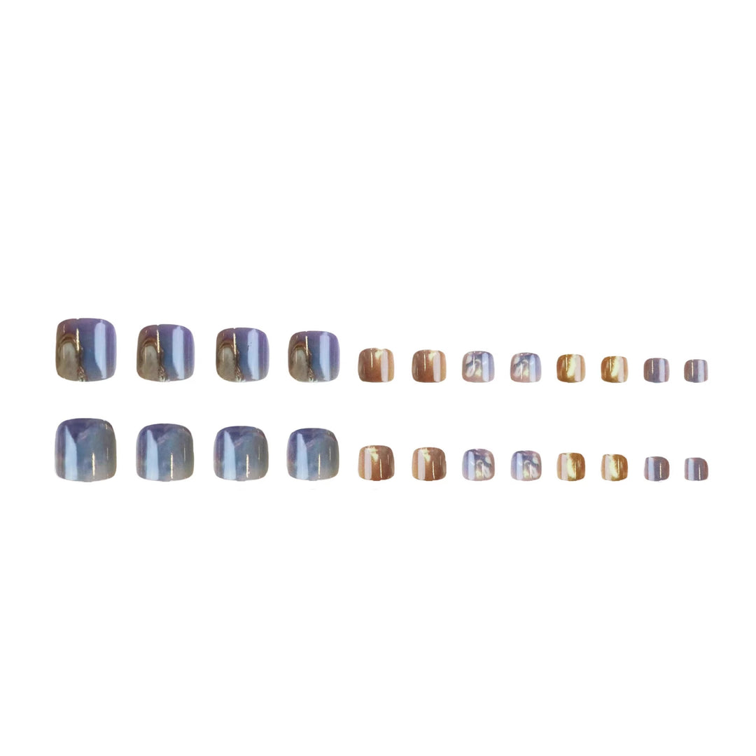 Artistic Marble Design Press-On Toe Nail Art Bowlift