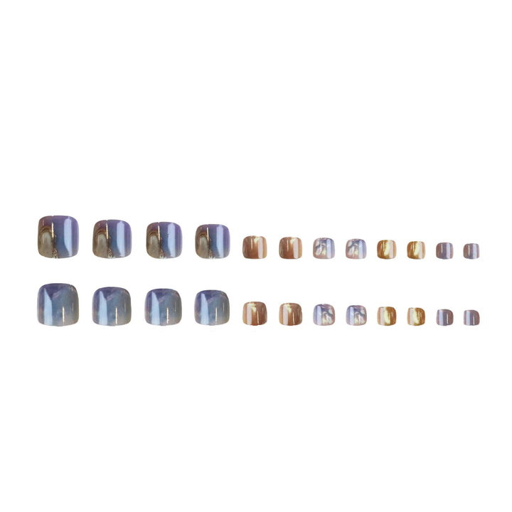 Artistic Marble Design Press-On Toe Nail Art Bowlift