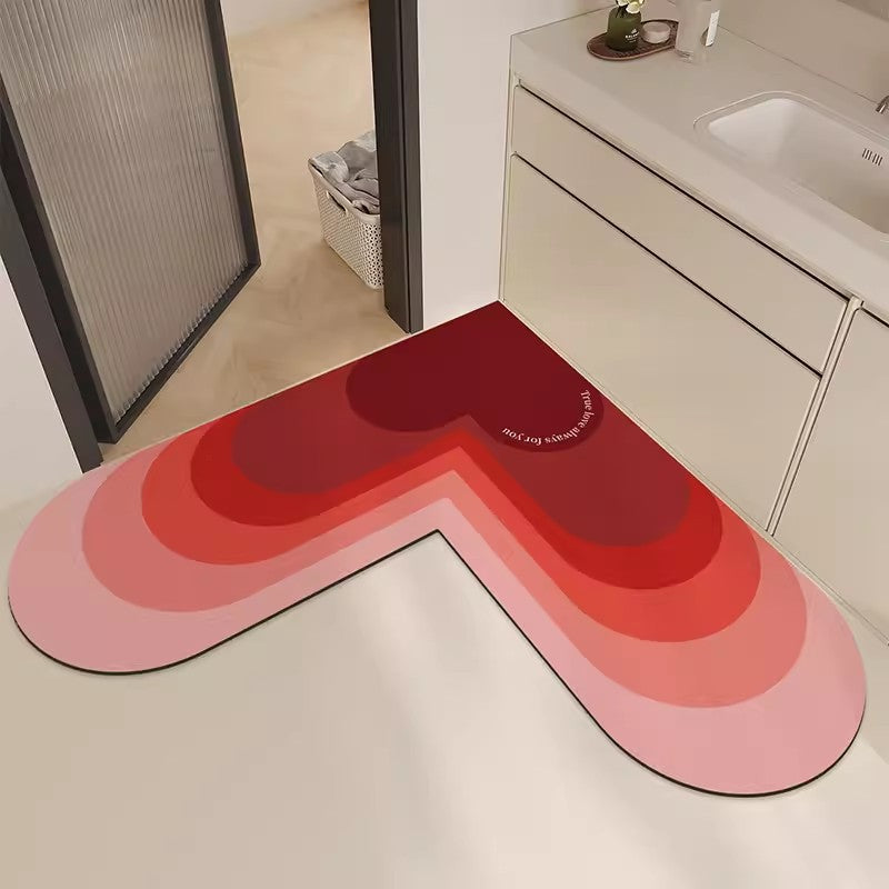 Heart-Shaped Kitchen Area Mat