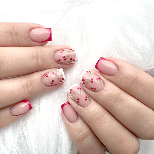 Floral Acrylic Press-On Nail Tips Bowlift