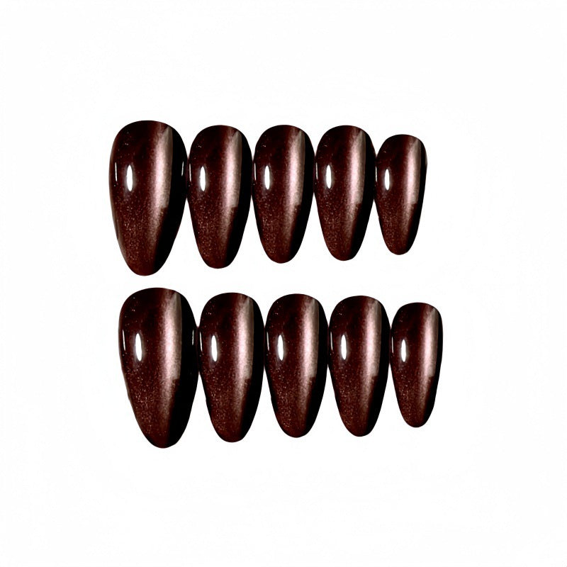 Glossy Pointed Gel Press-On Nails Bowlift