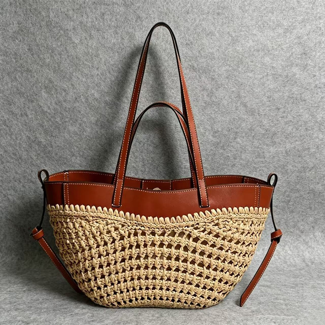 Braided shopping bag with high-quality leather trim Bowlift
