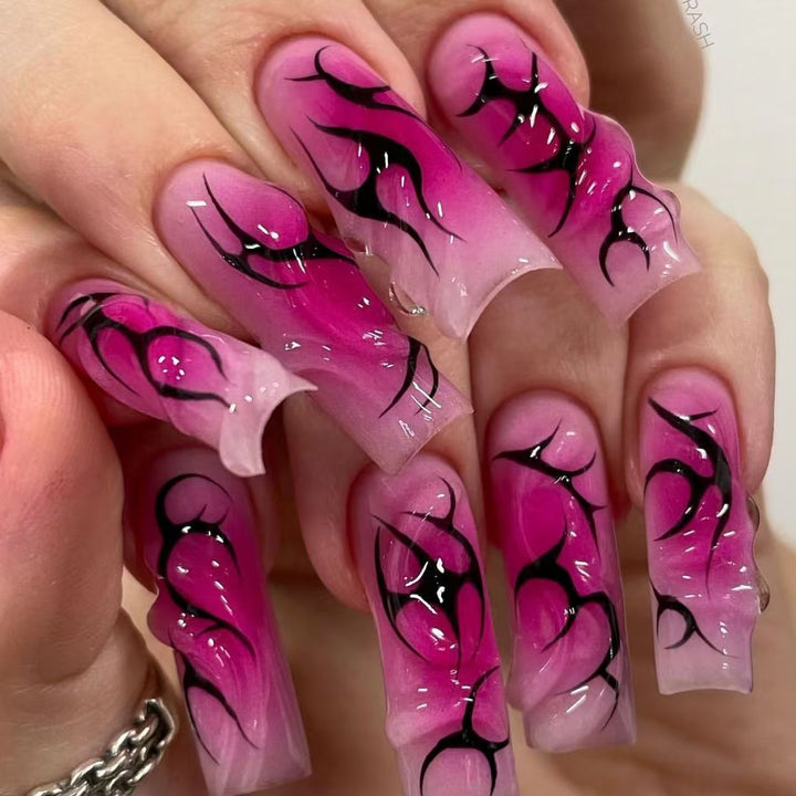 Artistic Nail Tips with Floral and Abstract Designs Bowlift 1788229281