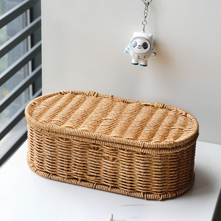 Unisex Oval Storage Basket with Handwoven Structure Bowlift