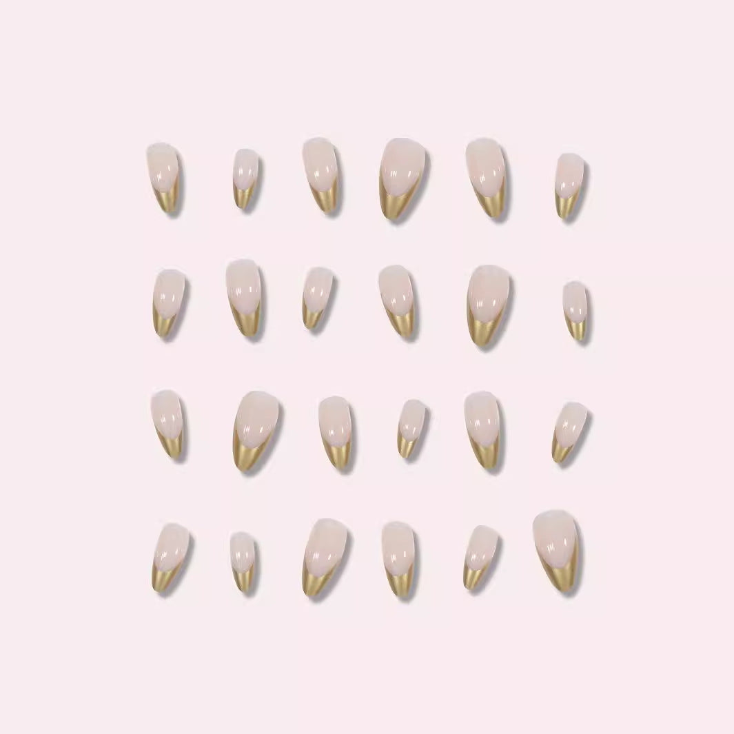 Elegant Metallic Tip Stiletto Press-On Nails Bowlift