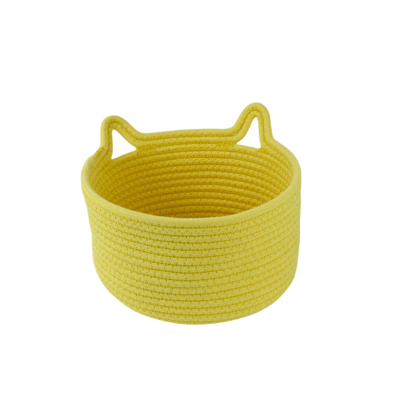 Women's Round Woven Storage Basket with Practical Handles Bowlift