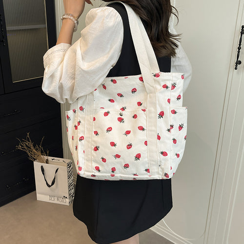 WoFloral Patterned Canvas Shopping Tote Bag Bowlift