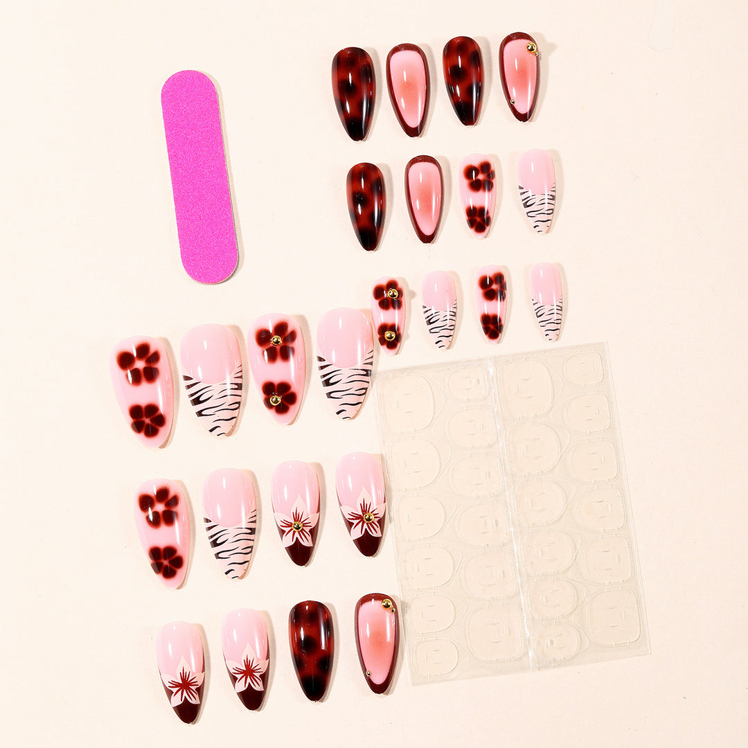 Floral Art Acrylic Nail Design Bowlift