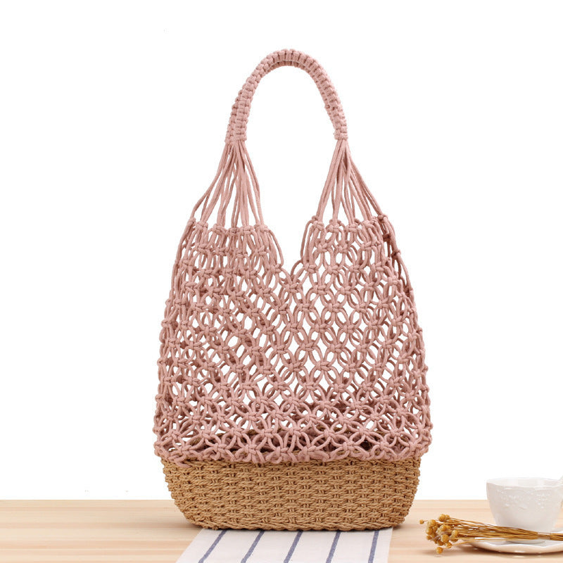 Designer Shoulder Bag Made of Woven Bast Bowlift