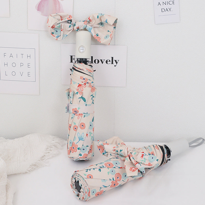 Ladies Automatic Umbrella with Colorful Floral Design Bowlift