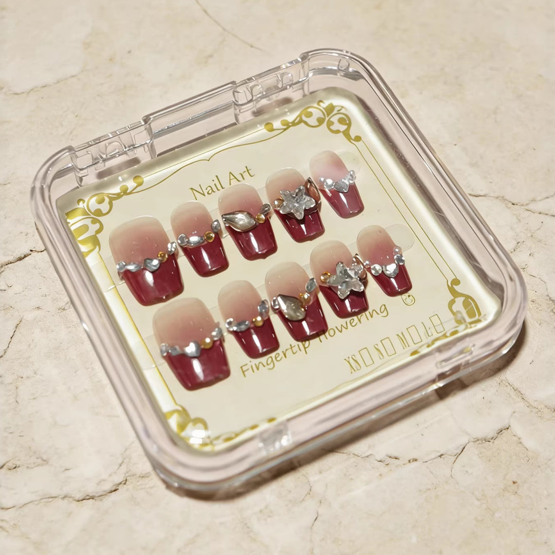 Decorative Rhinestone-Embellished Press-On Nail Tips Bowlift