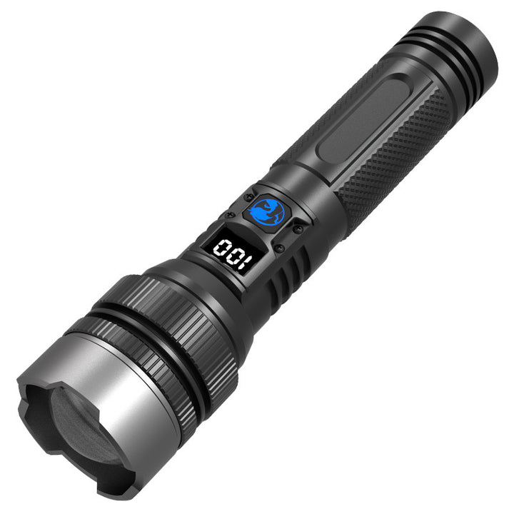 Rechargeable Tactical Zoomable LED Flashlight with Digital LCD Battery Indicator Bowlift
