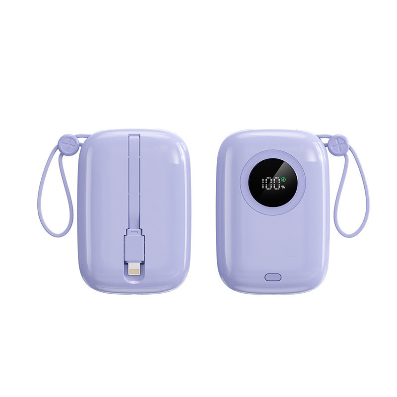 Compact and powerful power bank with digital charging display and integrated cable Bowlift