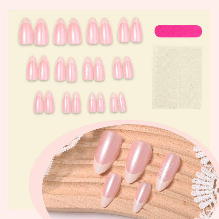 Elegant French Tip Press-On Nails Bowlift