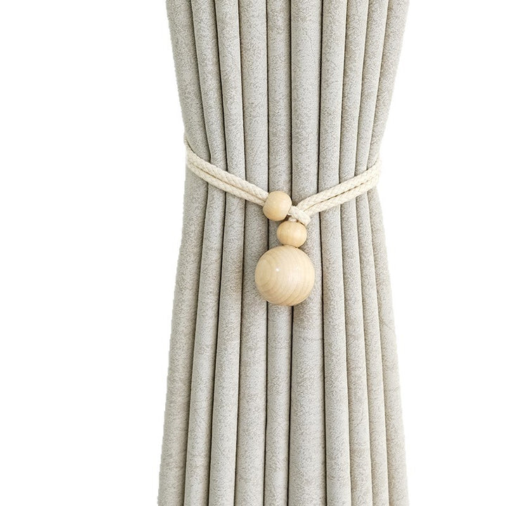 Elegant curtain holder with wooden beads Bowlift