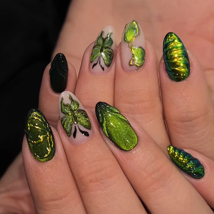 Nature-Inspired Press-On Nail Art Set Bowlift
