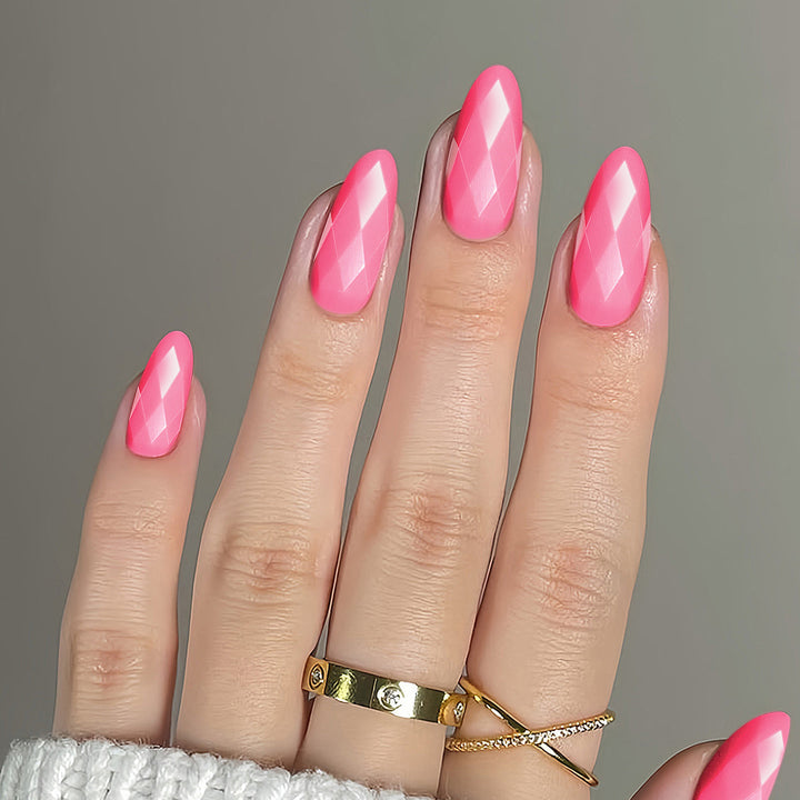 Premium Glossy Diamond-Shaped Press-On Nails Bowlift