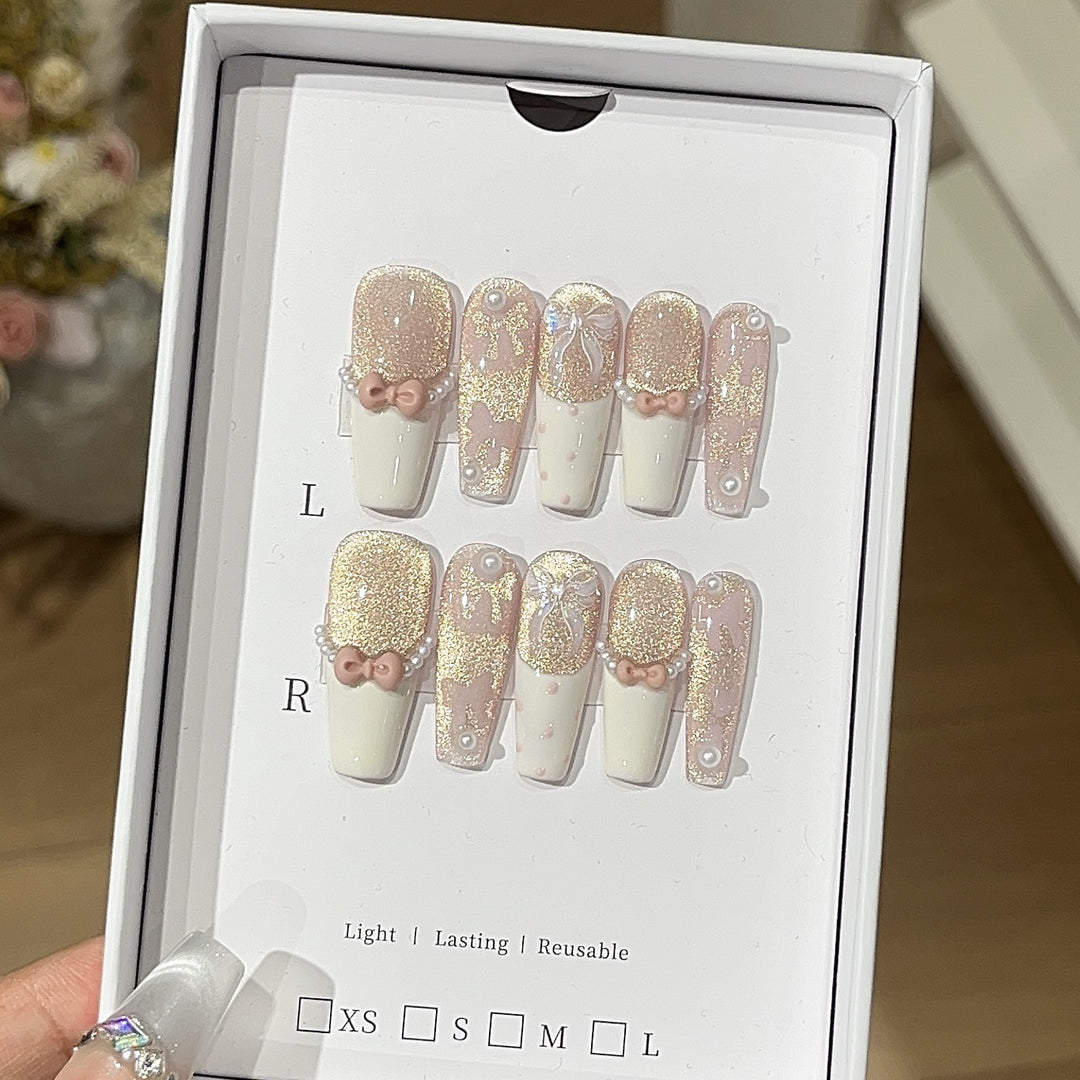 Decorative 3D Nail Art Press-On Set Bowlift