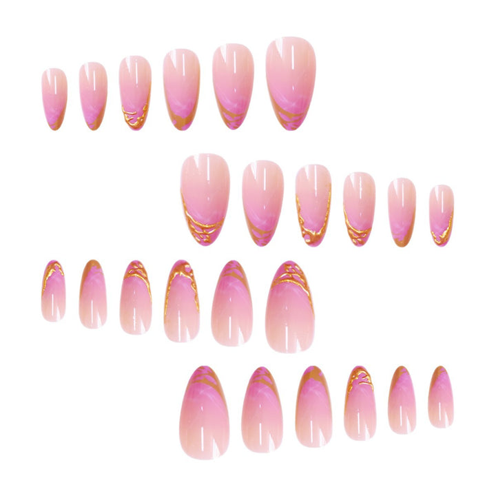 Elegant Stiletto Press-On Nail Extensions with Gold Tip Detail Bowlift