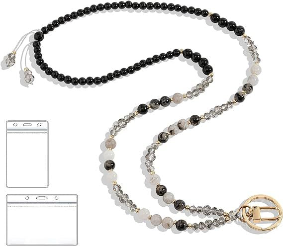 Beaded Lanyard with Retractable ID Holder Bowlift
