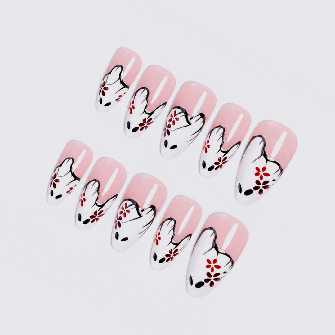 Artificial nail set with floral design Bowlift