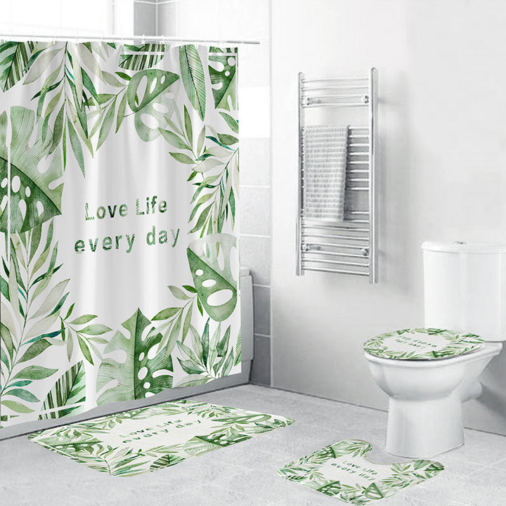 Tropical Leaf Print Bathroom Set Bowlift