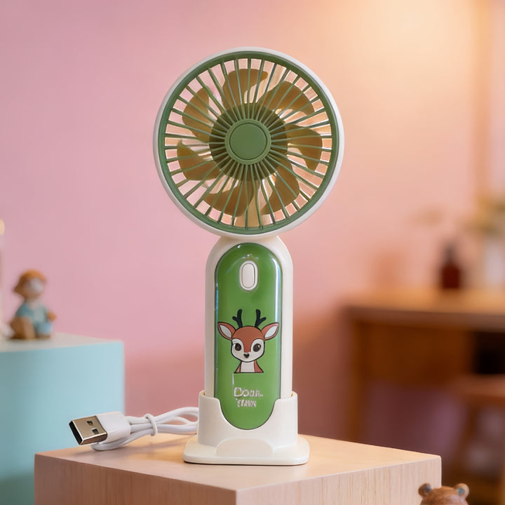 Women portable mini fan with LED light effects and ergonomic design Bowlift