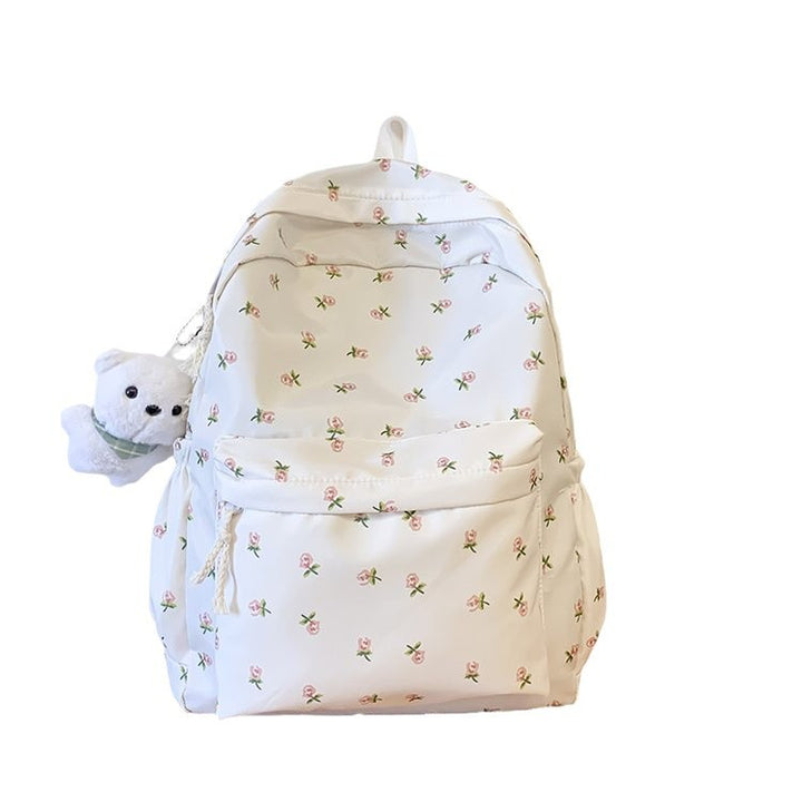 Backpack with Floral Design and Practical Compartments Bowlift