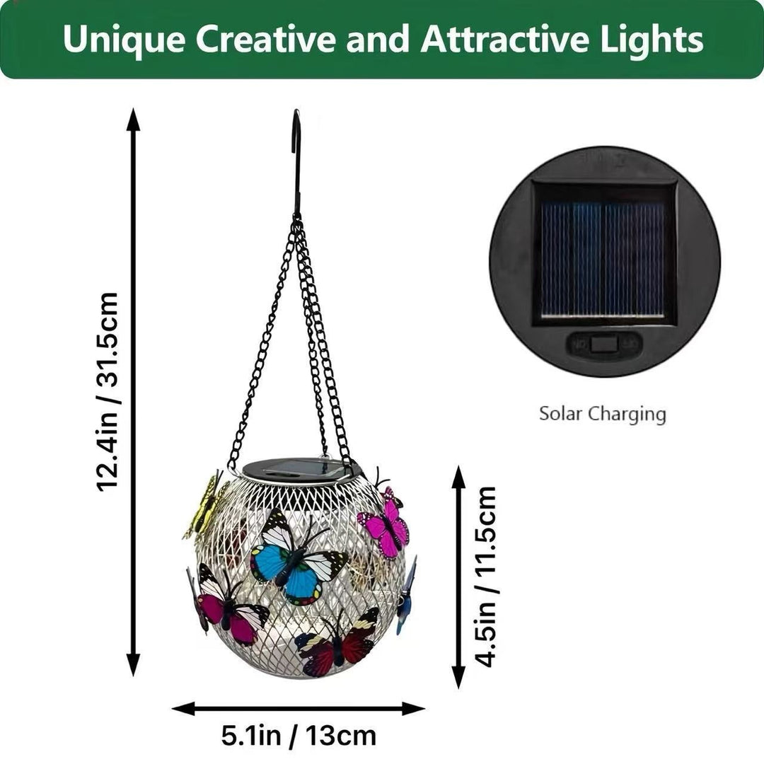 Solar Hanging Outdoor Lanterns With Vintage-Style LED Filament Bulb And Metal Cage Waterproof Suspension Bowlift