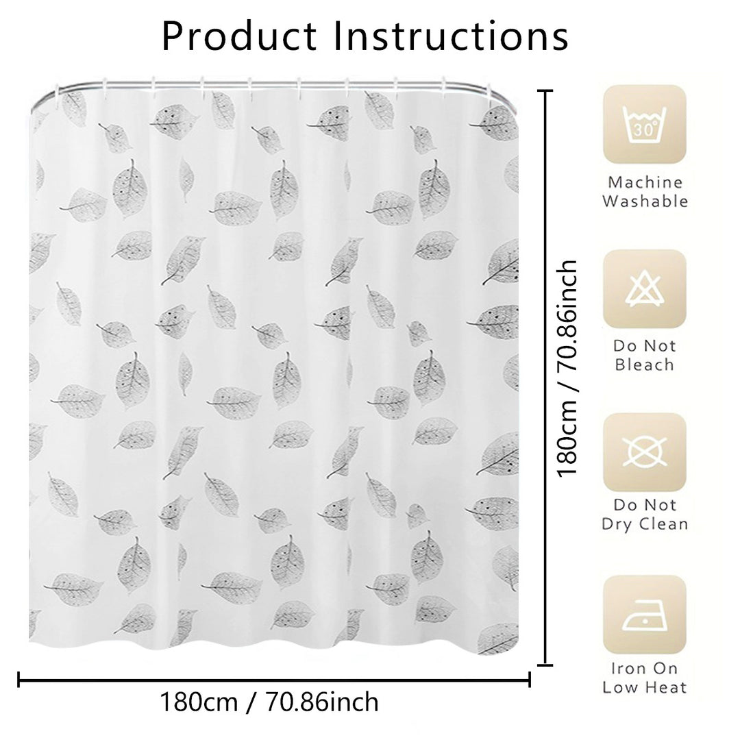 Leaf-Patterned Shower Curtain Bowlift