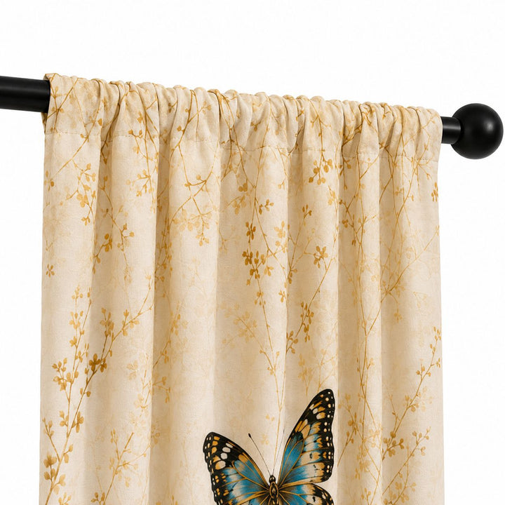Artistic Bird Print Window Curtains