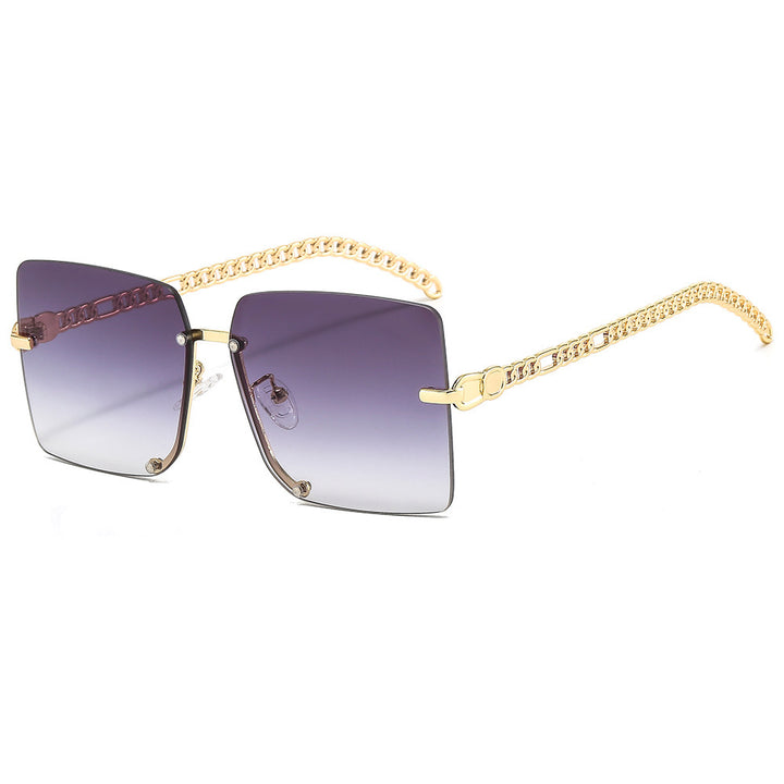 Women's fashionable sunglasses with luxurious chain arm and rectangular frame Bowlift